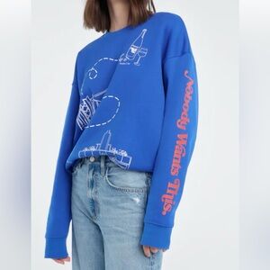 THE NWT GUIDE SWEATSHIRT by Favorite Daughter Blue Graphic Sweatshirt